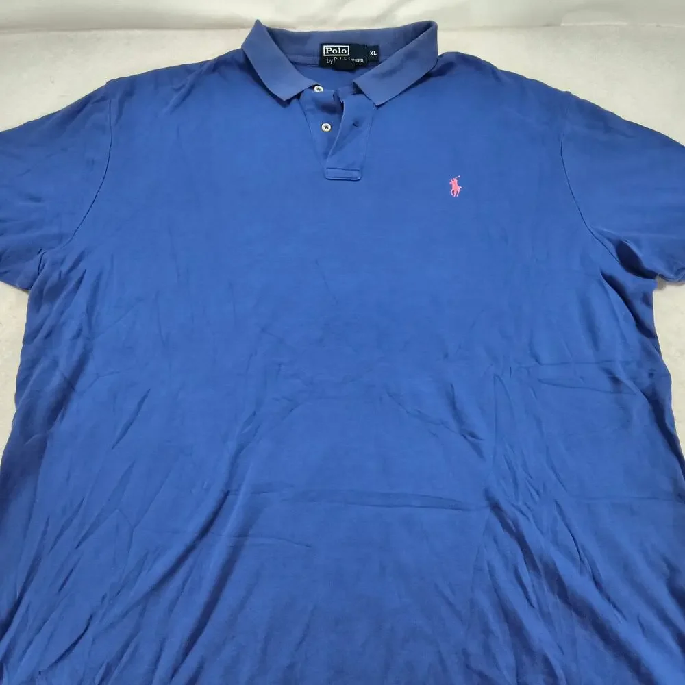 Polo by Ralph Lauren Collared Polo Shirt Mens Size Extra Large XL Blue Pink